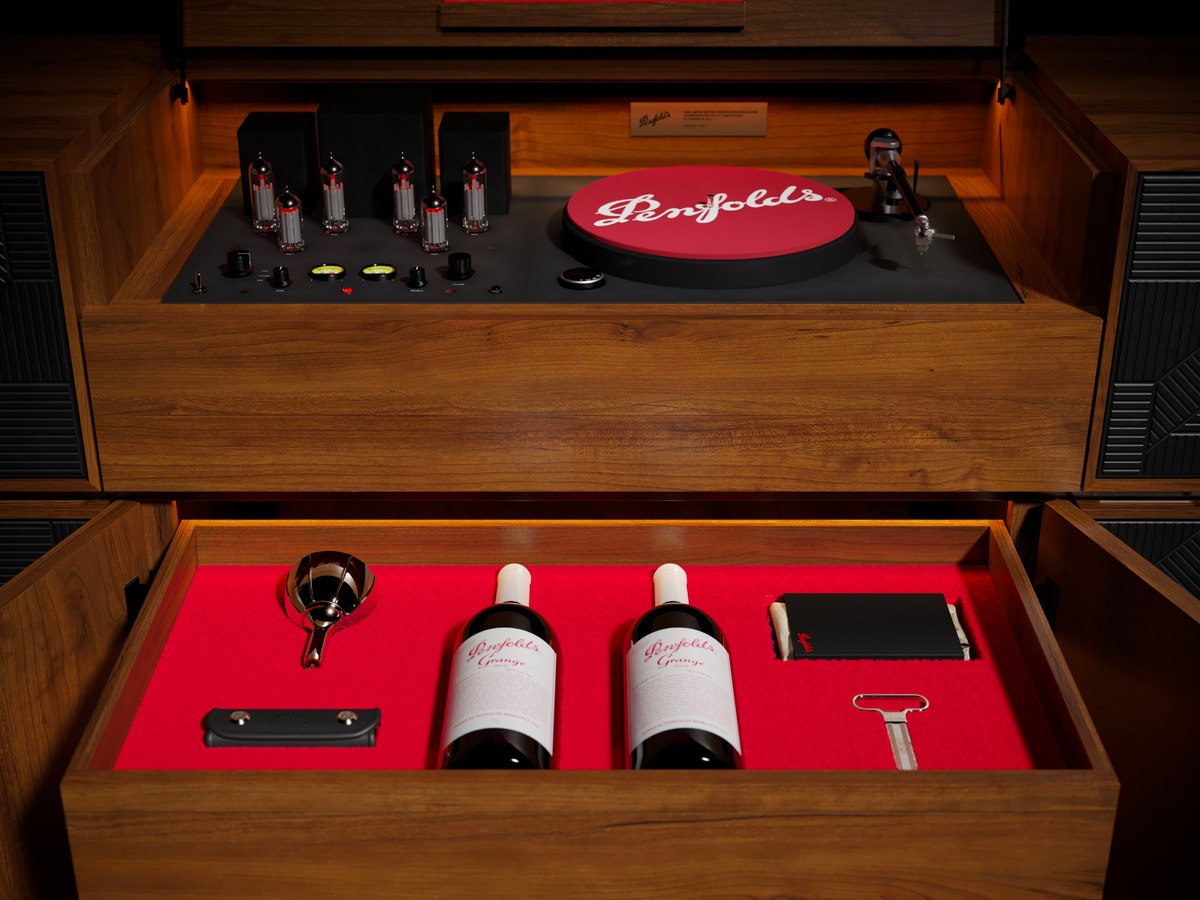 PENFOLDS GRANGE 70TH ANNIVERSARY RECORD PLAYER CONSOLE